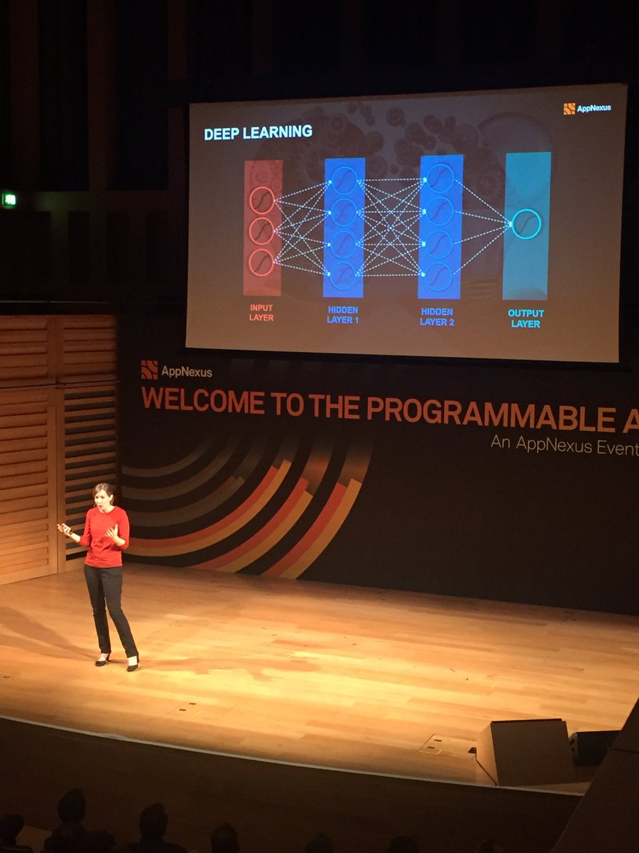 AEifler's tweet photo. Dr. Catherine Williams explains deep learning at the AppNexus Programmable Marketing summit. #ANEventsWeek https://t.co/nOC9al6usY