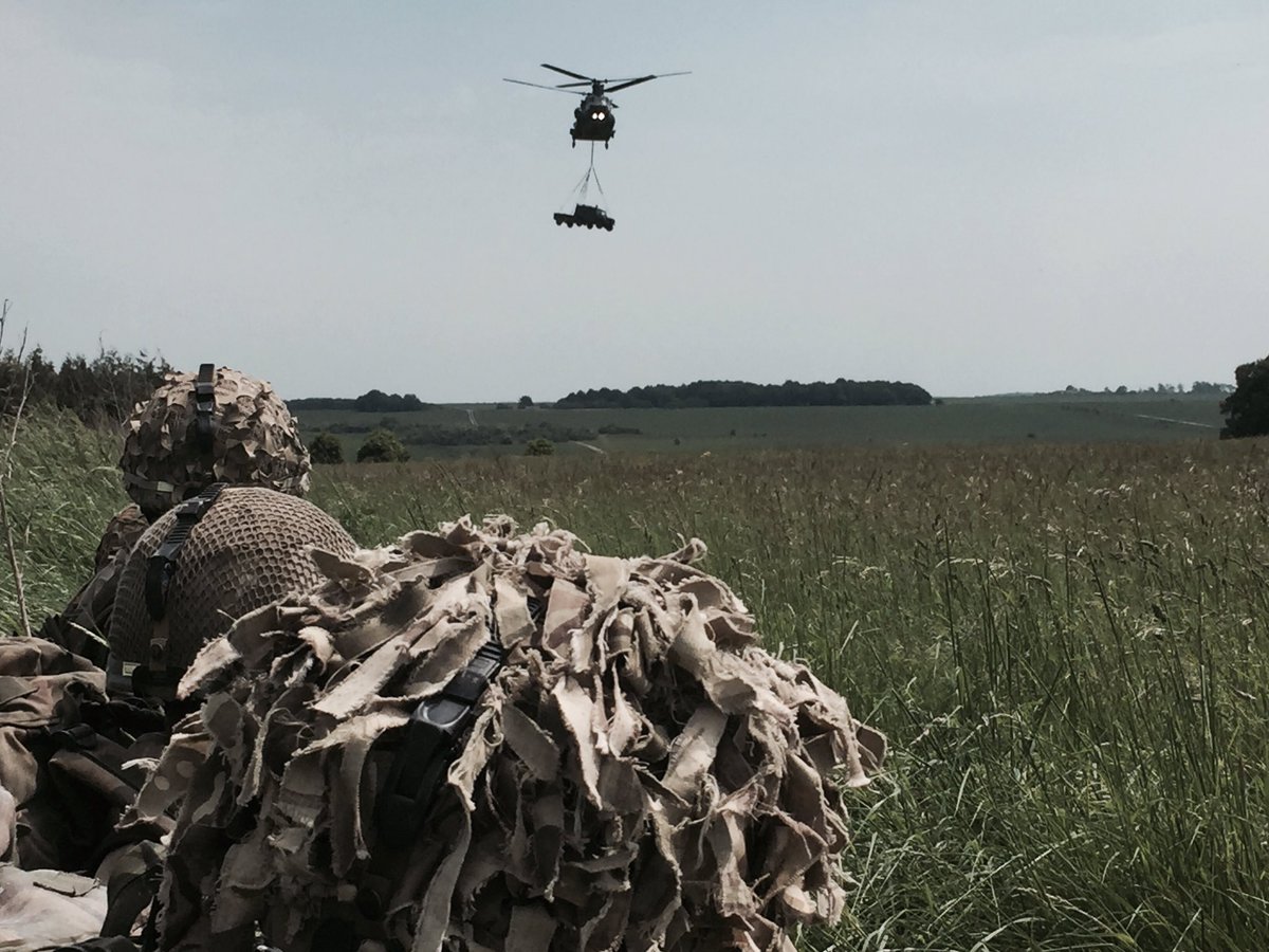 Helicopter insertion into covert Observation Posts by ABU FSTs on Ex TARTAN DAGGER. <a href="/ArtilleryRoyal/">Royal Artillery</a>