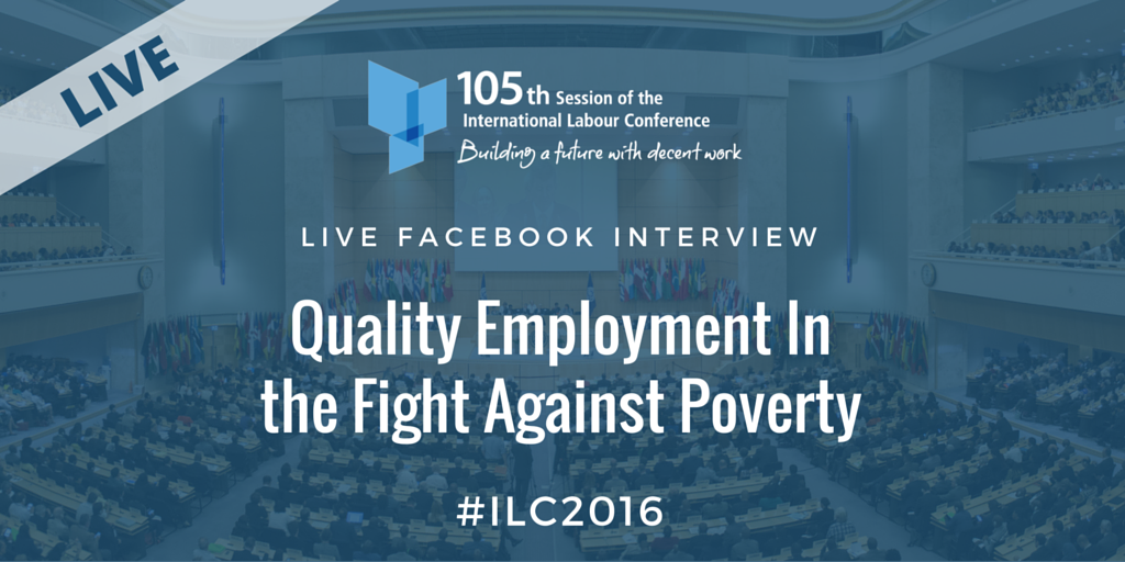 ilo's tweet photo. 🎥LIVE from #ILC2016 Quality employment in the fight against poverty.
Watch: https://t.co/g75kOfgdvy (In Spanish) https://t.co/xxBIQoLRhR