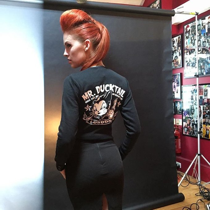 #bts shooting for @mrducktailmerch ❤ @MrDucktail1 hair by Miss Betty #rockabilly #pinup #amazinghair