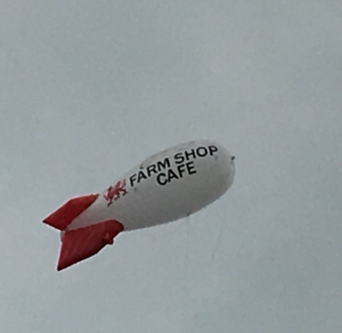 The new 'blimp' flying high above <a href="/CwmcerrigFarm/">Cwmcerrig Farmshop</a> looks cool #A48