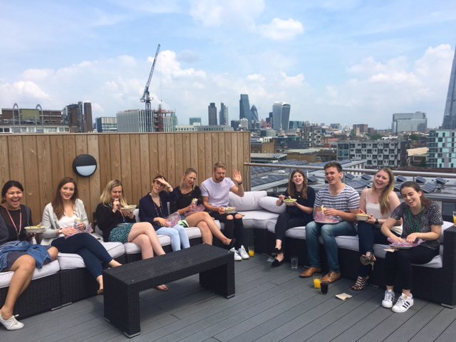 AXON_Comms's tweet photo. Lunchtime on the roof – any excuse! Celebrating #Medcomms Day #AXONLondon https://t.co/HG3QobTEcz