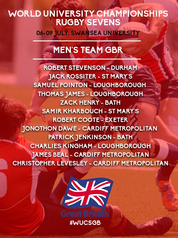 BUCSsport's tweet photo. #WUCSGB: GBR Men's team selected for #WUCRugby7s2016
 
https://t.co/UxCVZIyQzn https://t.co/Y6b0X8AbDS