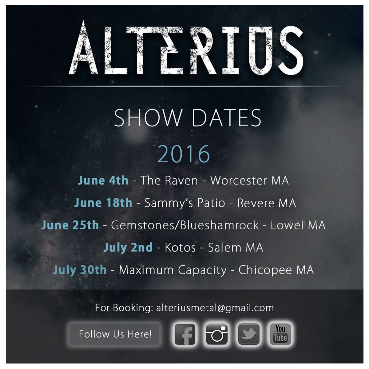 alteriusmetal's tweet photo. Updated summer dates for 2016! https://t.co/1n2jPVwpPb