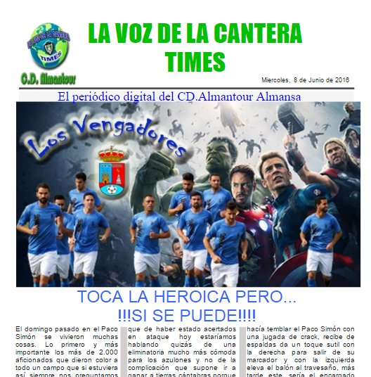 cdalmantour's tweet photo. LA VOZ DE LA CANTERA TIMES 20, @AlmansaCiudad  periódico d @cdalmantour filial d @UDAlmansa https://t.co/V1dNrQnpDI https://t.co/Yn0M0C4S3v
