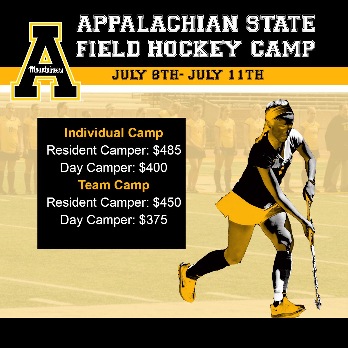 AppFieldHockey's tweet photo. One month away today! Spots still available, so sign up online and join us in Boone for some fun! https://t.co/z2byb08MTW