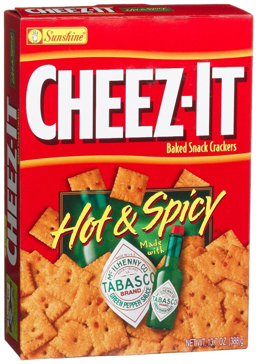 tabasco and cheezits now this is what I call a long and prosperous marriage...