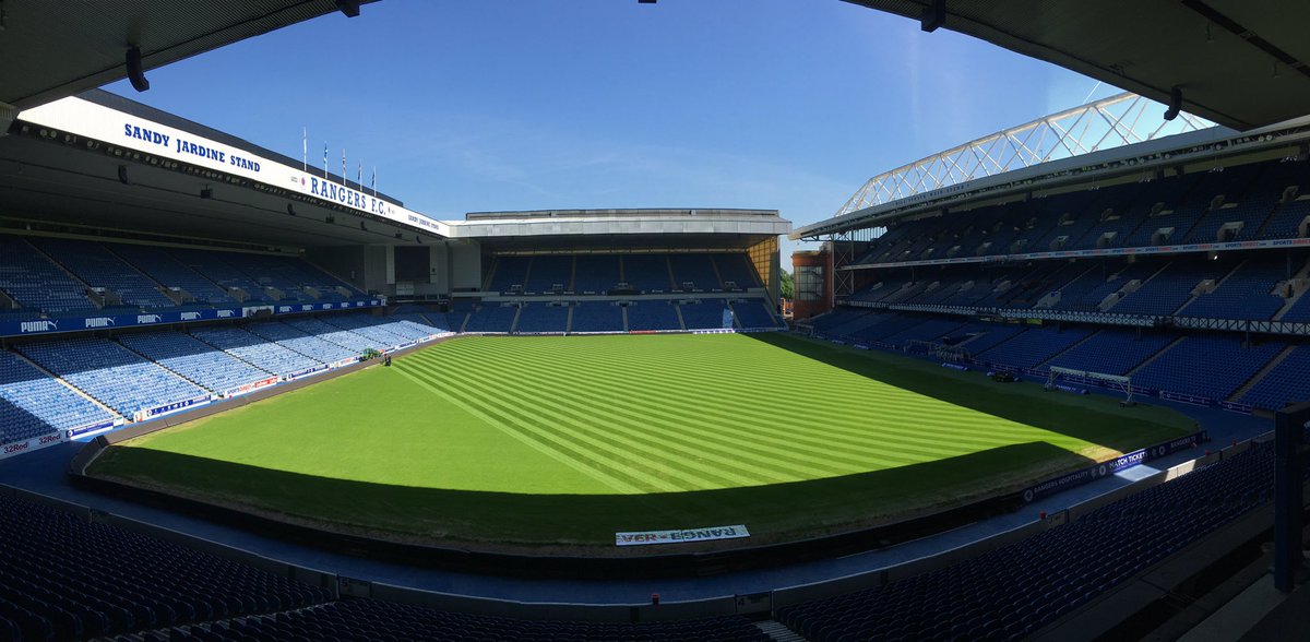 andyjessjnr's tweet photo. First cut for the new Ibrox pitch, timelapse of the renovation is in progress #Rangers https://t.co/9Gwoicd06k
