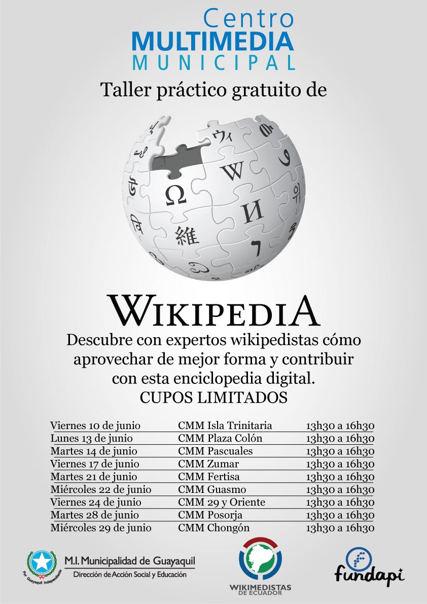 ¿Ya sabes editar <a href="/Wikipedia/">Wikipedia</a> o no? ¡Aprende cómo en los Centros Multimedia Municipales junto a <a href="/fundapi/">Fundapi</a> y nosotros!