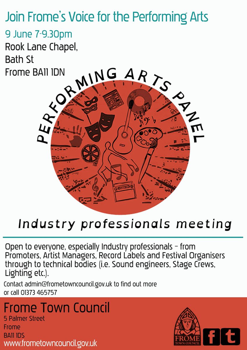 Tomorrow we host <a href="/FromeCouncil/">Frome Town Council</a> 's Performing Arts Panel, open to all with a focus on Industry Professionals.
