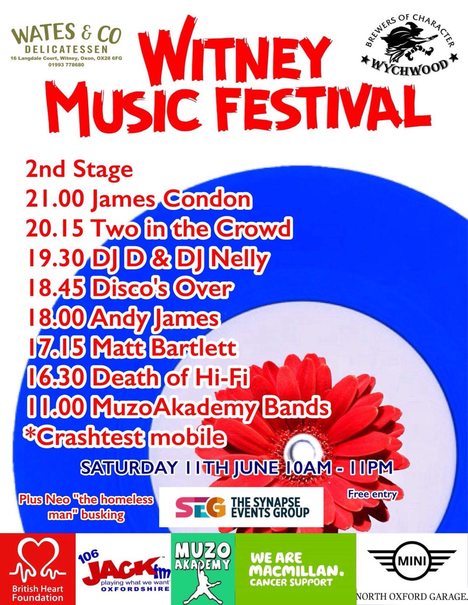 WitneyMusicFest's tweet image. #WMF2016 Second Stage! Party at the MuzoAkademy Stage! Bands Then Dj's! @Witney_UK @WitneyEvents @OxCots @randamag