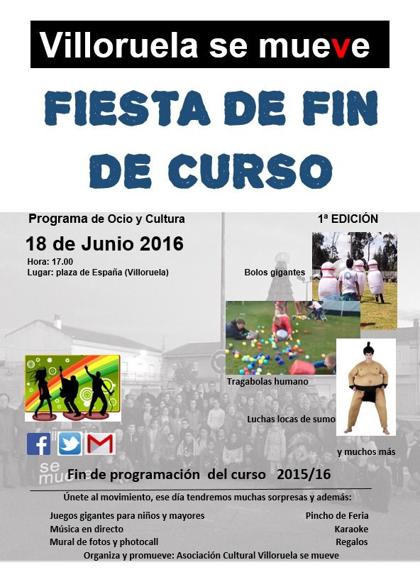 Villoruelasmuev's tweet photo. El sábado 18 tenemos una fiesta!!! Te la vas a perder??? Animaos y disfrutar!!! #Villoruelasemueve #findecurso https://t.co/oVXkAxNx1b