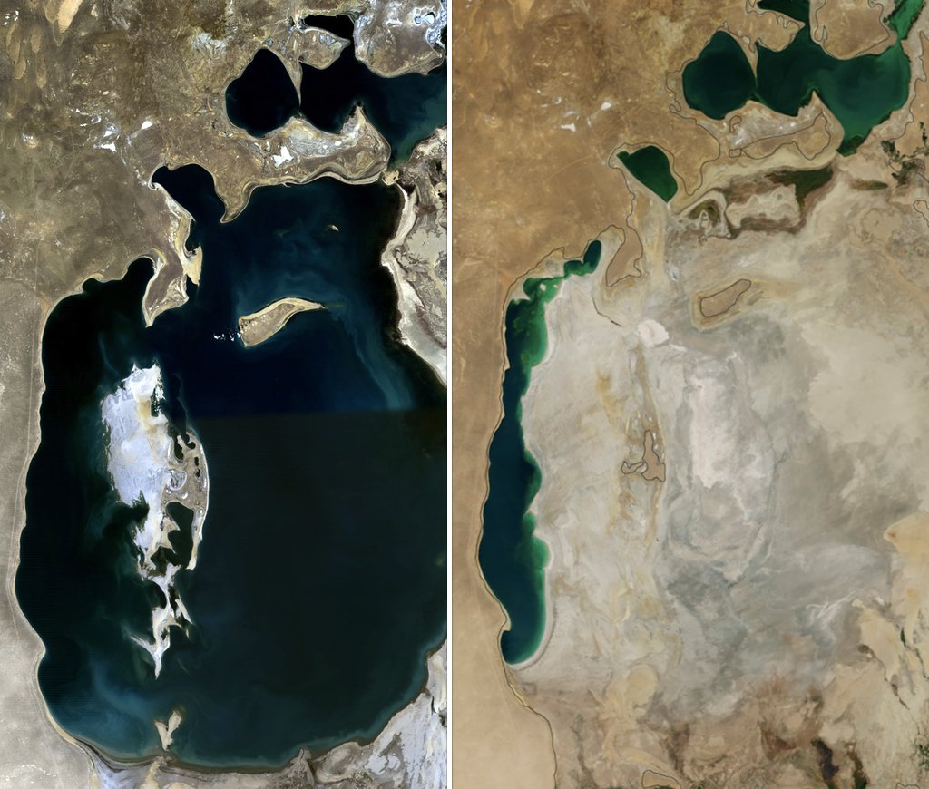 The Aral Sea has shrunk to just 10% of its former volume, largely due to cotton farming. #WorldOceansDay