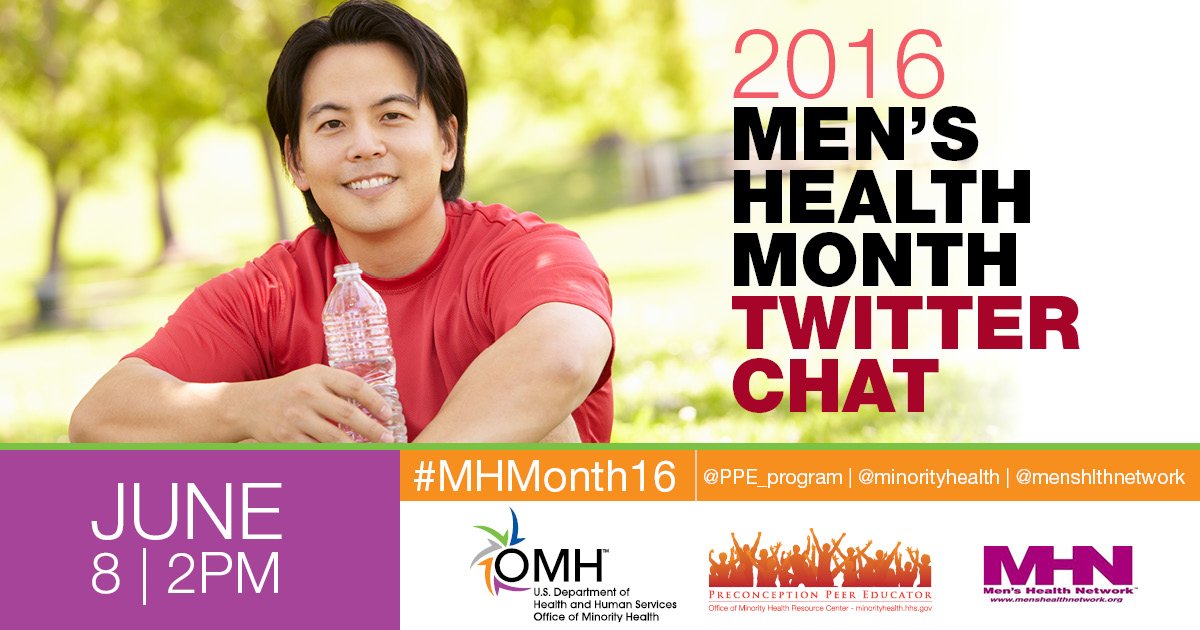 DrMerminCDC's tweet photo. Care about men’s #health? Join @MinorityHealth TODAY at 2pm for the #MHMonth2016 chat! #MHMonth2016 https://t.co/MWJN5brkNz
