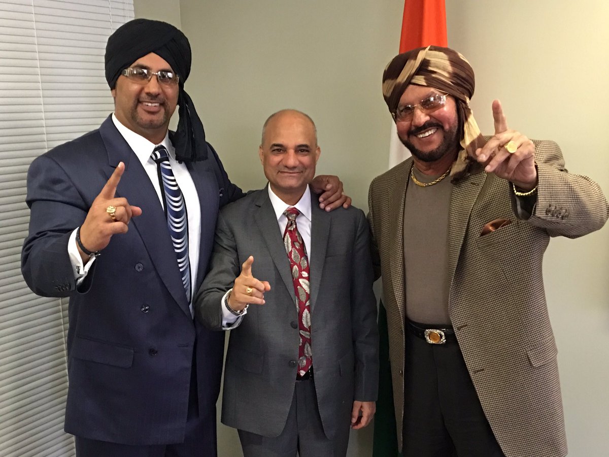 dineshbhatia's tweet photo. Honoured to receive wrestling icons Tiger Jeet &amp; his son Tiger Jeet Jr. at Consulate today https://t.co/KHeAkIPkt6