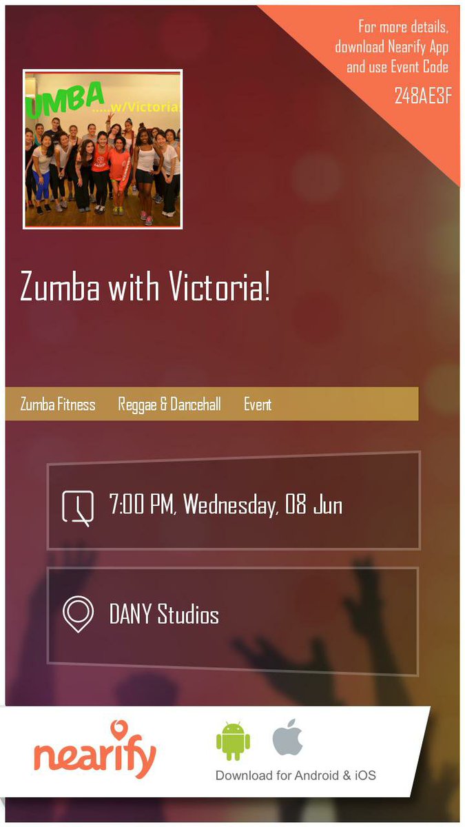 Checkout the event - Zumba with Victoria | Wed 7pm <a href="/DANYStudios/">DANY Studios</a>
goo.gl/INLqbH  #NewYork #zumba #fitness