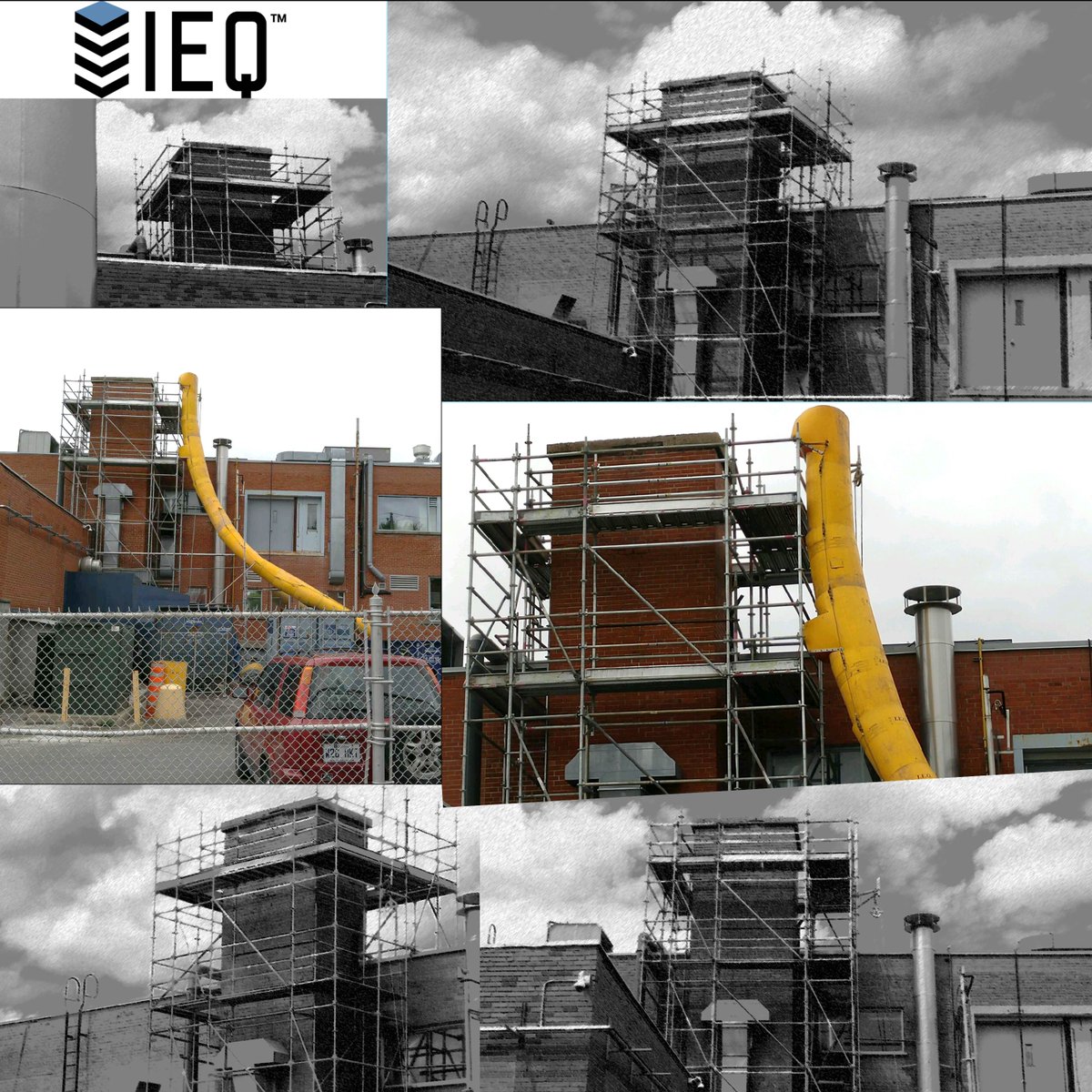 Groupe_IEQ's tweet image. Réfection de cheminée en toute sécurité #scaffolding #construction #Montreal #échafaudage #IEQ