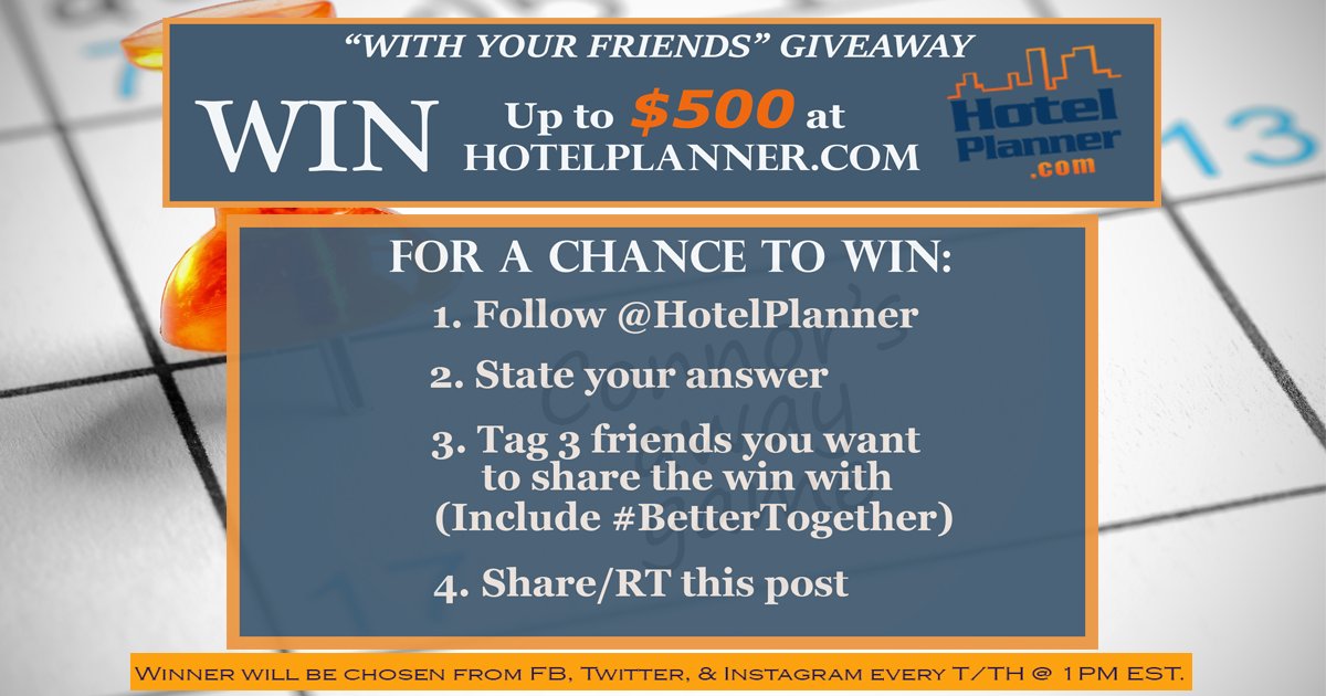hotelplanner's tweet image. Enter to win a $125 hotel voucher for U &amp;amp; 3 friends! CONTEST Q: How far in advance do you book your travel plans?