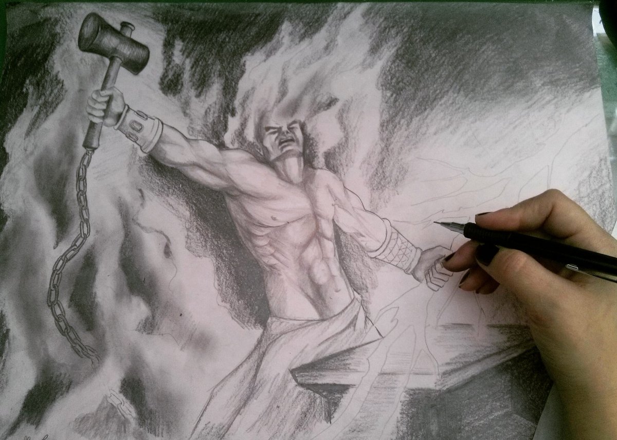 FranCullau's tweet photo. To draw is to have the power to create gods if you want to. Volcano, my kind of God: ugly, but f*cking powerful! https://t.co/AR3C4cJkNz