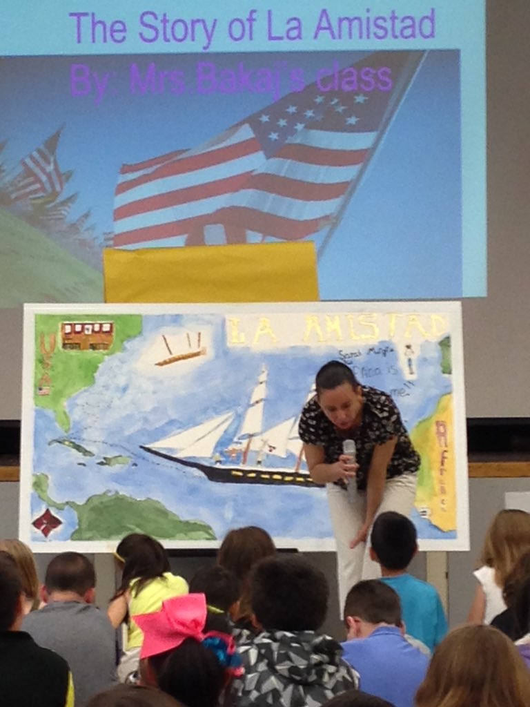 JJISPrincipal's tweet photo. "La Amistad" program...beautiful watercolor mural &amp; informative persona poems..funded by CT DECD Office of the Arts https://t.co/lrMUldh0Sc