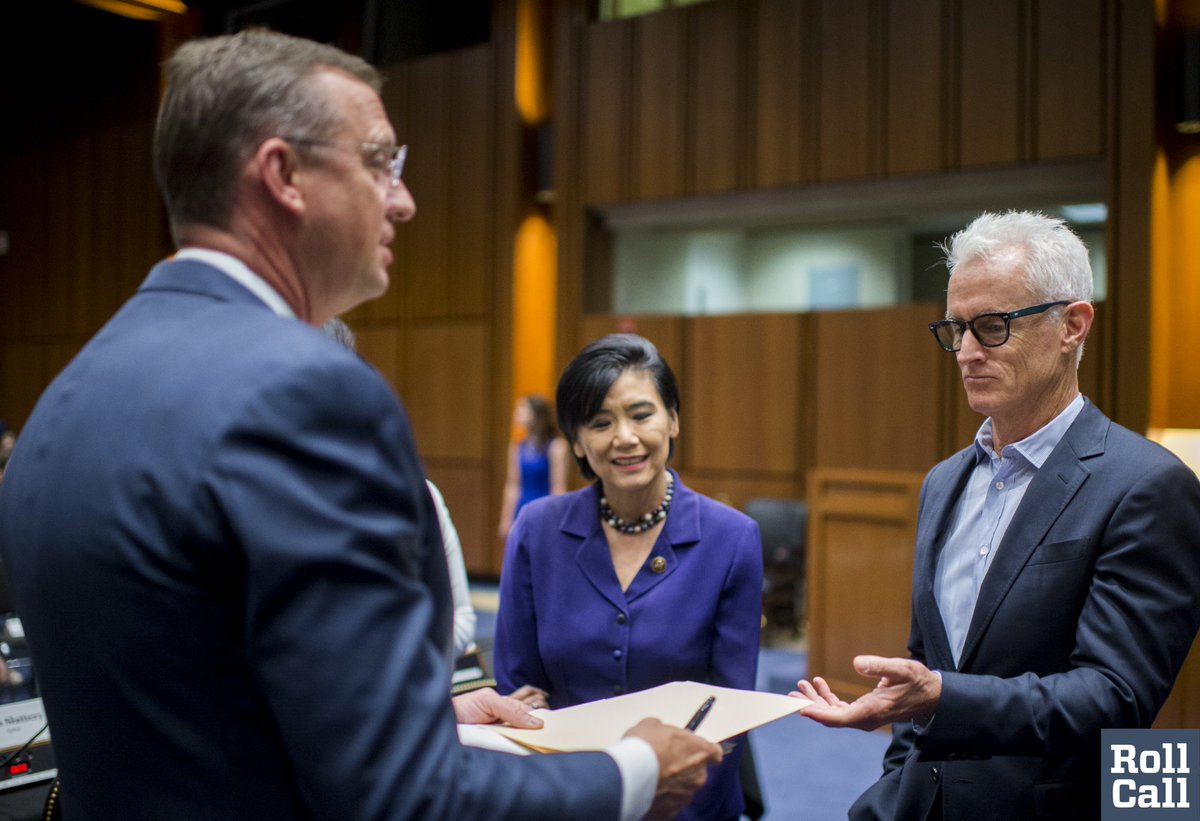 .<a href="/RepDougCollins/">Doug Collins</a> gets an autograph from actor John Slattery as <a href="/RepJudyChu/">Judy Chu</a> looks on at <a href="/RespectCreators/">CreativeRightsCaucus</a> event today