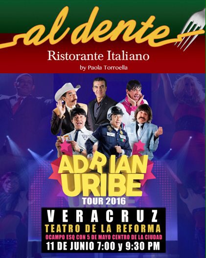 Eventos_Ver1's tweet photo. Agradecemos a @AlDenteSM su participación como Patrocinador Oficial del Tour 2016 de Adrian Uribe en Veracruz. https://t.co/cKKAfveVn7
