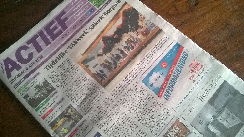 Mooi artikel in <a href="/actiefmedia/">Weekblad Actief</a> over VAKwurk in Burgum. Jammer van verkeerde conclusie over leegstaande panden.