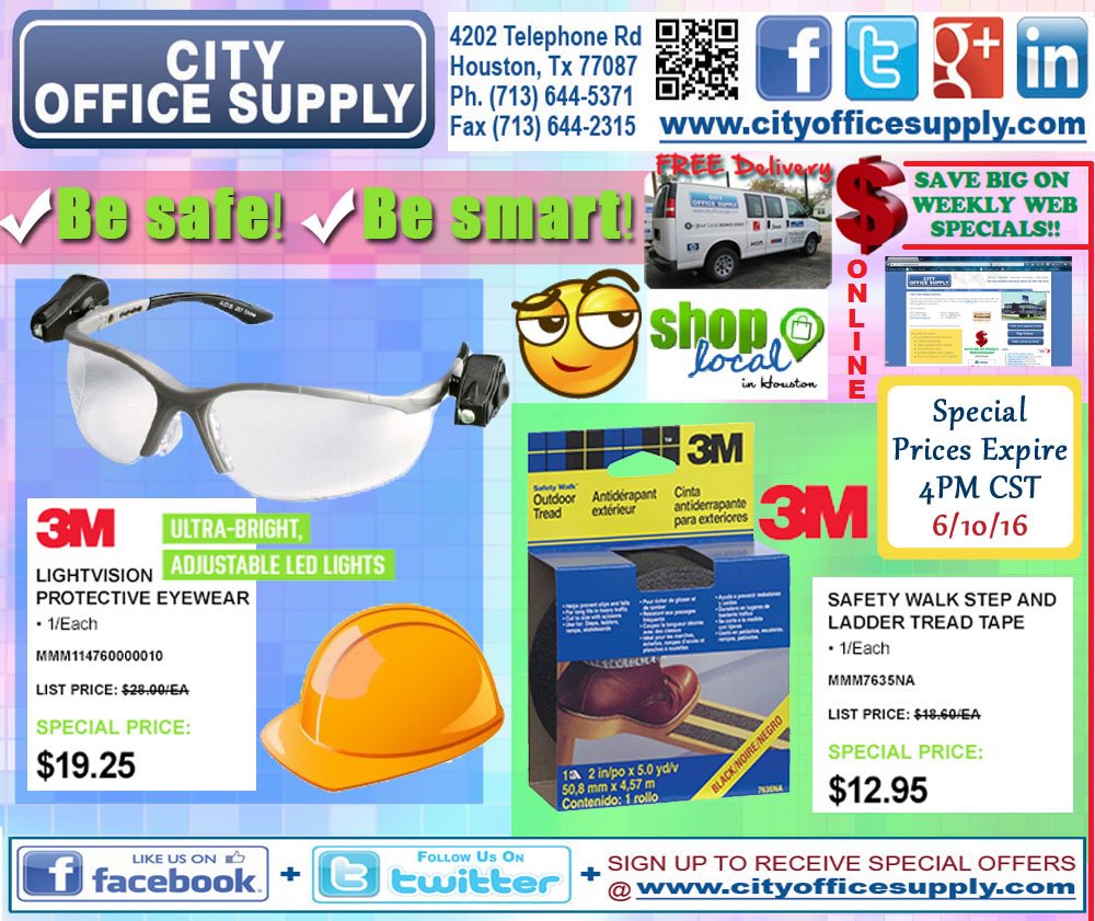 cityos's tweet photo. #WorkSafeWednesday! @3M LightVision Protective Eyewear & #Safety Tread Tape on #WeeklyWEBSpecial @ #CityOfficeSupply https://t.co/RrF51TKS1c