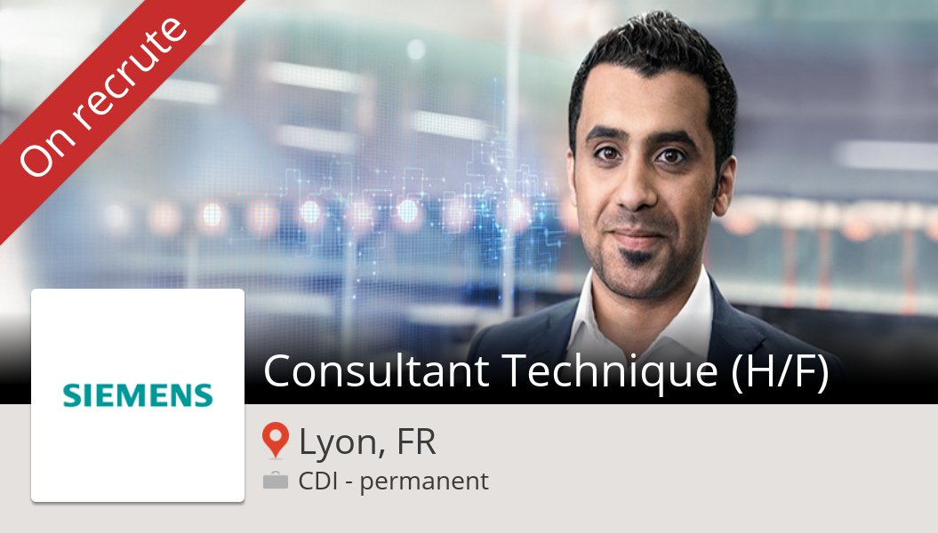SiemensCareers's tweet photo. Check out this #job: #Consultant #Technique (H/F) at #Siemens (#LyonFR) https://t.co/FVcuM6fedb https://t.co/JNXQYspqKh