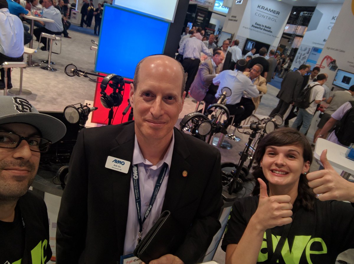 rAVePubsRadio's tweet photo. Thanks for being on The Tradeshow Minute w/@barelAVictoria_ &amp; @JMOTA3 , @AlmoProAV! #AVTweeps #AvSelfie #InfoComm16 https://t.co/oQOTvei73r