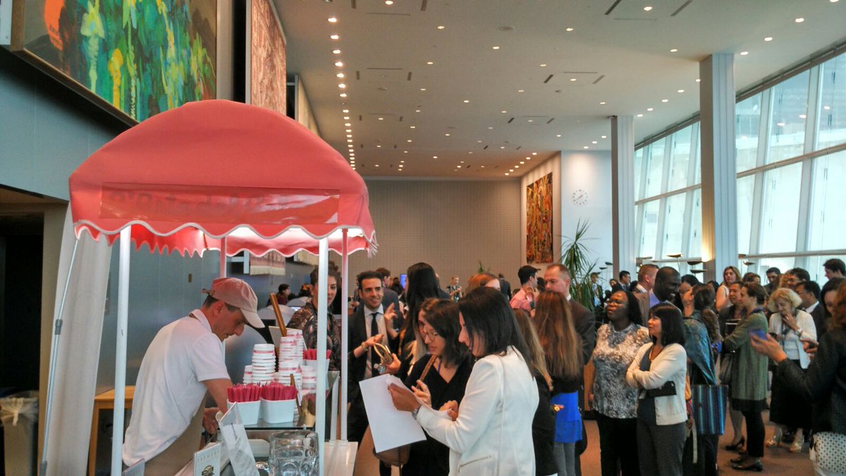 Onuitalia's tweet photo. Ice Cream Day at the @UN: long lines #DelegatesLounge for informal #Italian #Gelato Festival https://t.co/rgJpN0eGho https://t.co/EJUahYRsh6