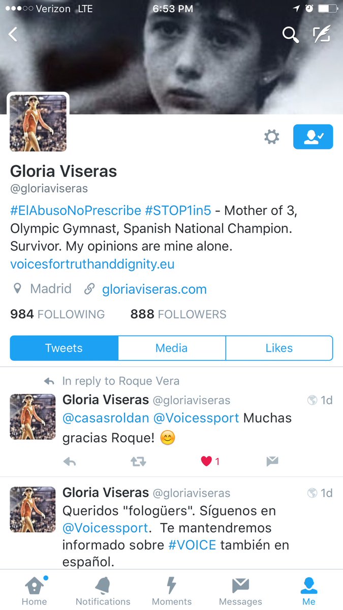 GymDog_'s tweet photo. Support Gloria Viseras! She is a survivor of gymnastics abuse and today she helps others. ❤️❤️❤️ https://t.co/OkAEonejs2