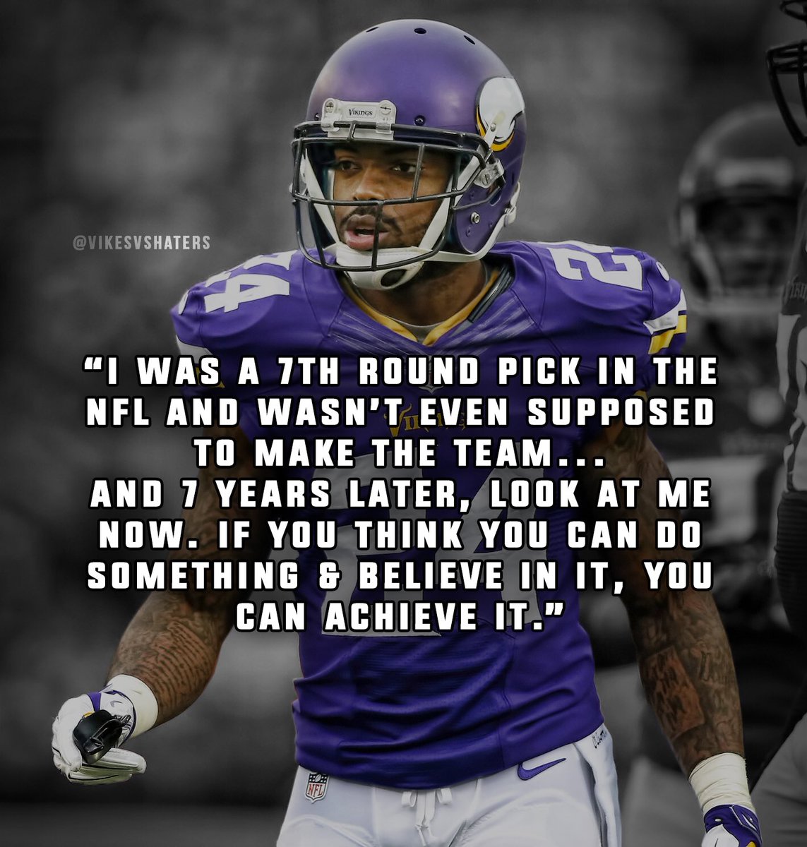VikesVsHaters's tweet photo. Hard work has definitely paid off for #Vikings DB Captain Munnerlyn. https://t.co/m2YgUNyrUt