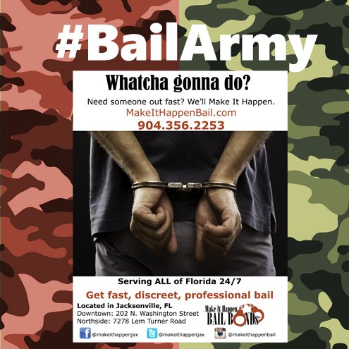 MakeItHappenJax's tweet photo. When you want someone out of jail fast - https://t.co/XVI3RQ6Z3F
#BestBail #BailArmy #Bail #Florida #FastBail #Jax https://t.co/pczNRTnqv2