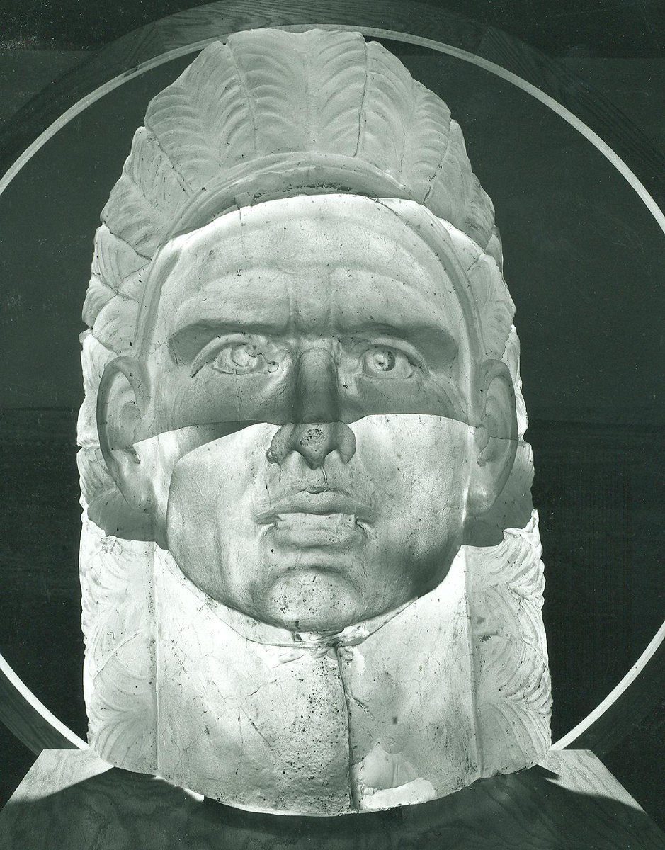 In honor of #GasCORNING the #ObjectOfTheWeek is 800-lb #Pyrex 'Indian Head' by Frederick Carder,1929  #glass #preGAS