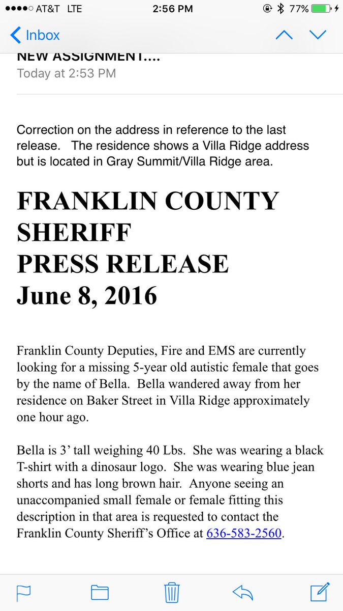 JacobLongDC's tweet photo. #BREAKING: Franklin Co officials looking for missing five year old girl with autism who goes by Bella. @ksdknews https://t.co/8wMjQtwmQN
