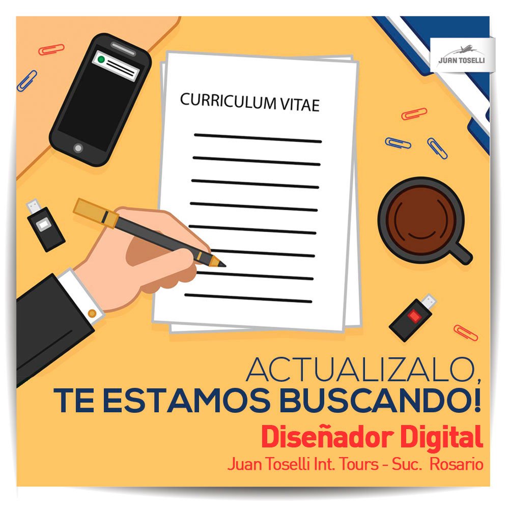 JuanToselli's tweet photo. #TrabajoAR buscamos #DiseñadorGráfico para nuestra oficina en #Rosario. Más info: https://t.co/d3IyxovB7X https://t.co/jp4AxlAehP