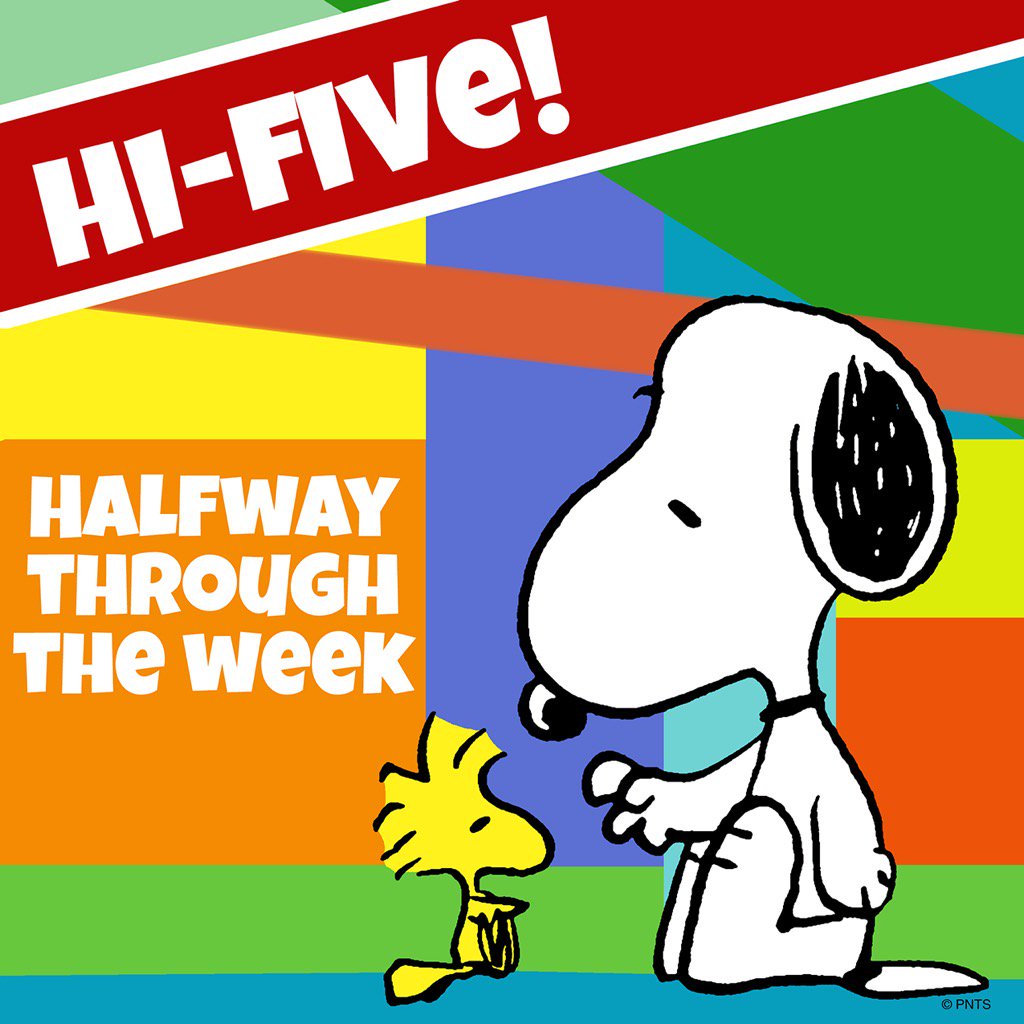Snoopy's tweet image. Halfway through the week!