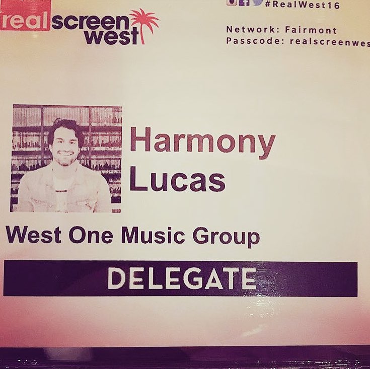 WestOneMusicGrp's tweet photo. Harmony is representing the #WOMGinLA crew at #RealScreen16. Get in touch if you want to talk all things music! https://t.co/Wsv6Pedj5n