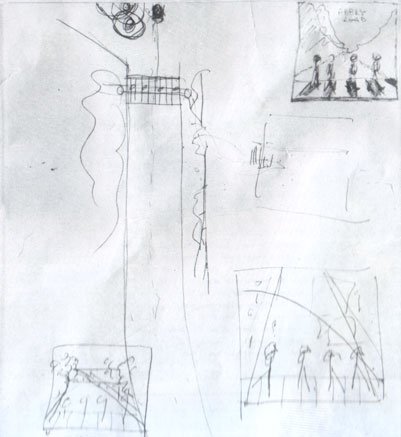 Paul McCartney's concept sketch for the iconic Abbey Road crossing photo.