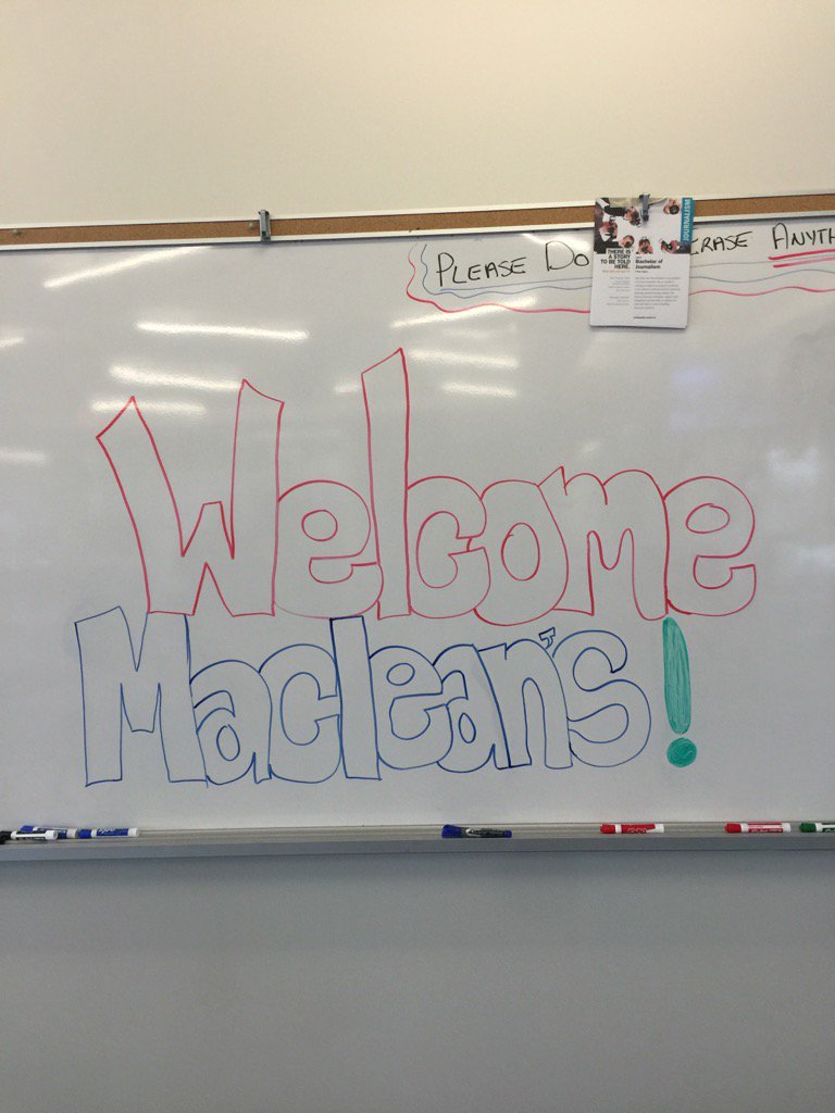 warm welcome @humbercollege for @MacleansMag from #transmedia students. Great day with  <a href="/andrewleopold/">Andrew Leopold</a>.