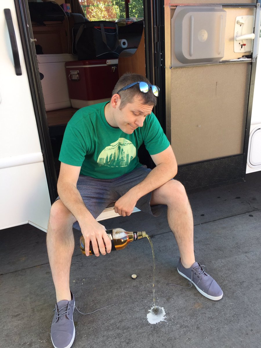 TheAdamOrgan's tweet photo. Ceremonial pour out for our @Bonnaroo brothers and sisters who couldn't make it to The Farm this year. #RoadToRoo https://t.co/FxQBhU2bzX