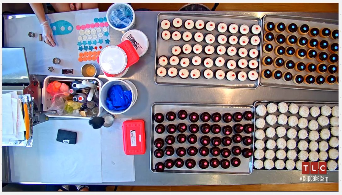 GTownCupcake's tweet photo. We spy #RedVelvet #VanillaChoc #ChocSquared & #ChocCoconut & fondant being made! Watch LIVE: https://t.co/c84N15DmKn https://t.co/6Bh9LItyON