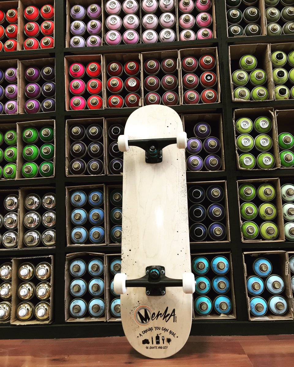 MerkaBoards's tweet photo. Talking shop with @collective_co about our #SKATEandDIY edition decks. a canvas you can ride! #graffiti #painted https://t.co/fWKCpT3lYX