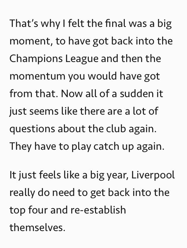 LFCroundup's tweet photo. Completely agree with Joyce. We've been patient a long time, it's the same old story. Losing that final was fatal. https://t.co/qKwCkyfp1d