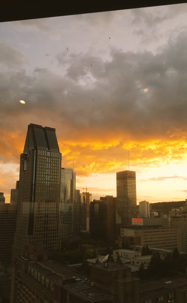 Littleladynerd's tweet photo. The view of my city #Montreal from the 32nd floor of #portus360 restaurant that spins 360 degrees! Right? 😍😎 https://t.co/lTzPdTsfNx