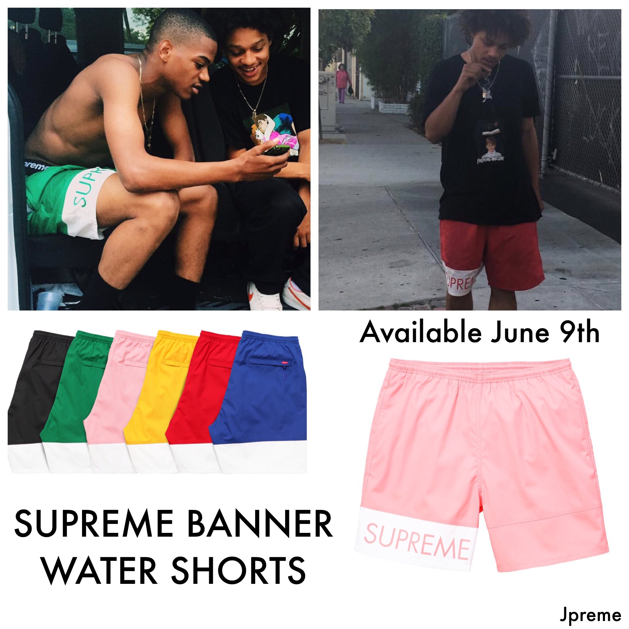 DropsByJay on X: Supreme Banner Water Shorts 🔥 - Est Retail $98-118 I'll  confirm Tonight - What Color You Guys Like  / X