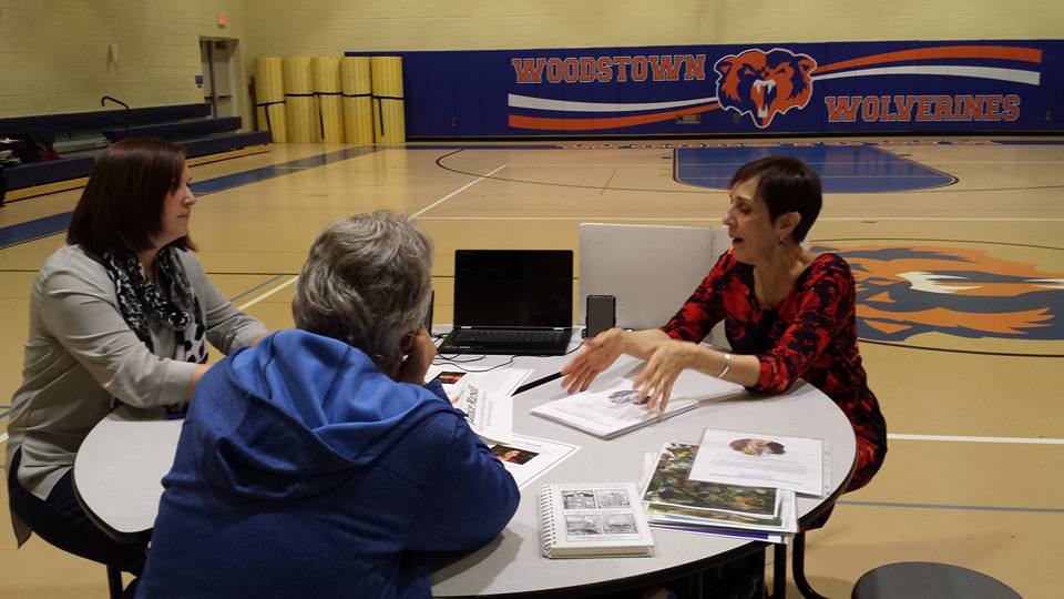 County Teacher, Janice, presenting during a #PDonWheels at Woodstown-Pilesgrove discussing community projects