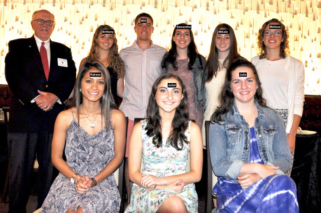 CoachMaryS's tweet photo. Congrats to WHS Tennis Senior Samantha Mack! #Rotary Club's 2016 #scholarship recipients. Very impressive students. https://t.co/rZImFi9Cdx”