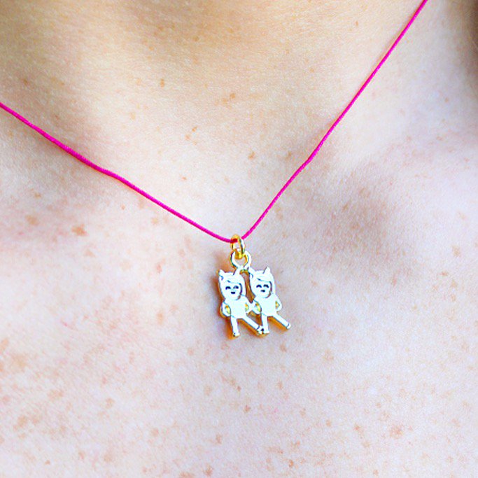 Besties do it better 👯We're celebrating #nationalbestfriendday with our 14k gold-dipped besties emoji necklace!